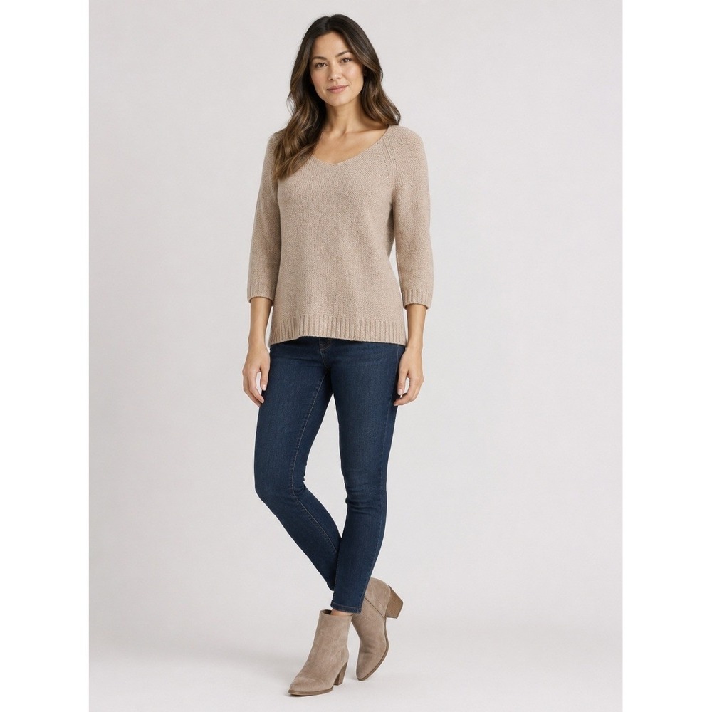Lauren Ralph Lauren Coastal Grandmacore Sweater‎ Womens Small Tan Cotton Knit